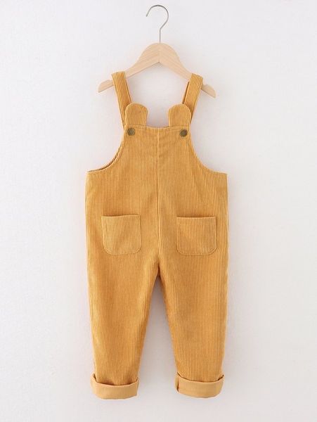 

toddler girls 3d ear design corduroy overalls she, Blue