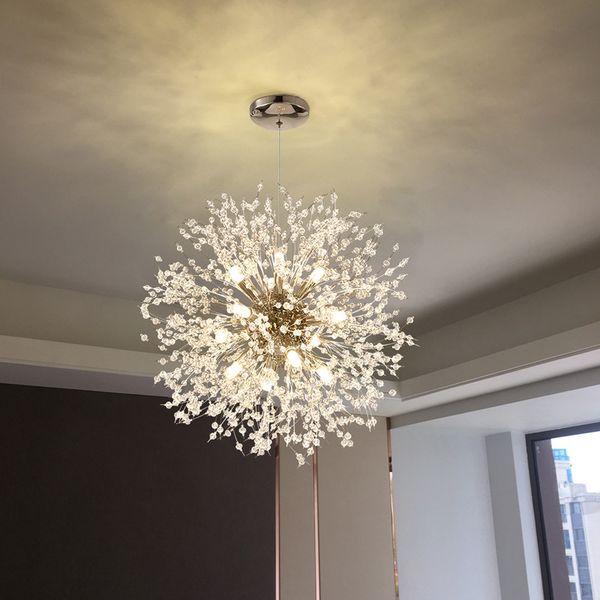 

modern led pendant lamps living room round chandelier crystal lighting bar bedroom restaurant spherical crystals penant lamp dandelion hangi
