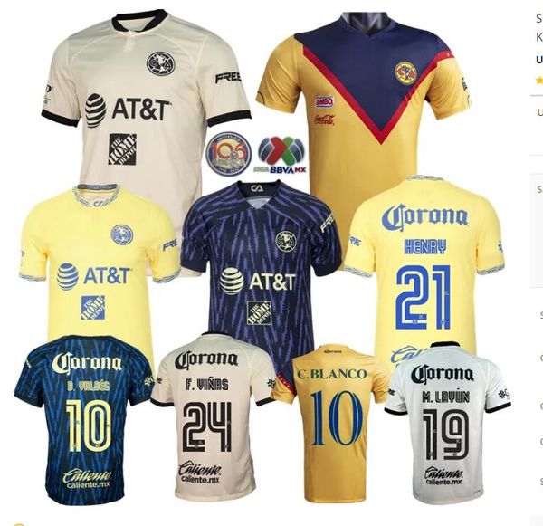 

soccer jerseys liga mx 22 23 club america henry d.valdes 3rd r.martinez fidalgo 2022 2023 home away third maillot men kit football training, Black;yellow