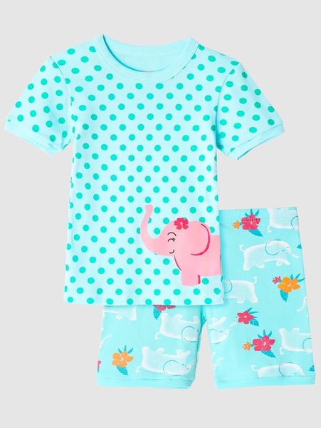 

doctor unicorn girls polka dot & elephant print tee & shorts she, White