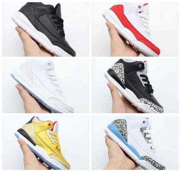 

2022 designer kids shoes jumpman 3 basketball og high s 1s running boy girl toddler sneakers homage to home royal blue big kid, Black