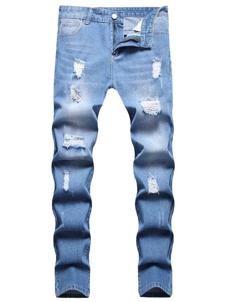 

men ripped skinny jeans 01lw#, Blue