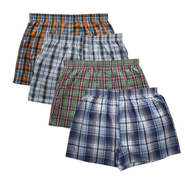

classic plaid men pants casual fashion brand boxer 4pcs/lot mens cotton boxers men's shorts underwear 220427, Black;white