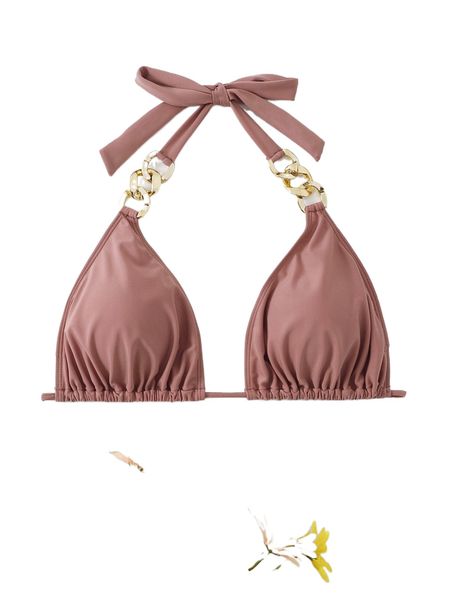 

plus chain linked halter triangle bikini x4ly#, Black