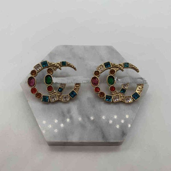 

crystal color brilliant diamonds brass earrings exaggerated earrings, Silver