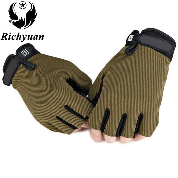 

tactical gloves antiskid army military bicycle airsoft motocycel shooting paintball work gear camo half finger gloves, Black;green