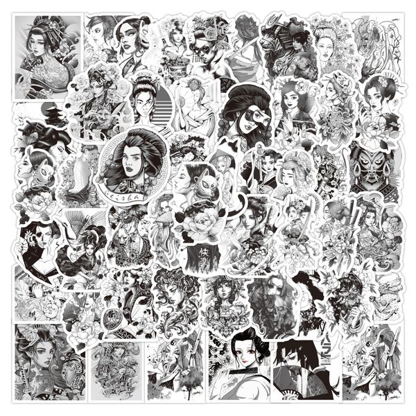 

new waterproof 10/30/50pcs vintage black and white tattoo girl stickers bike travel luggage lapgraffiti sticker kid toy decal car sticker