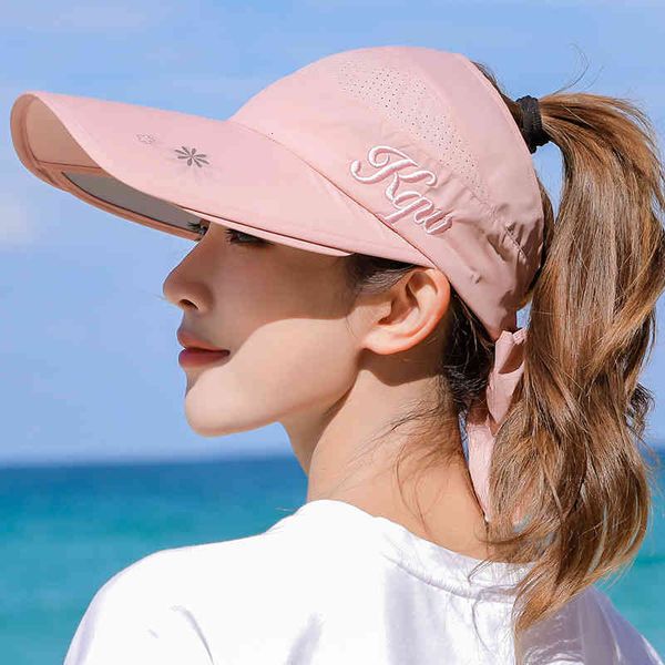 

hats open female summer sunshade sunscreen anti ultraviolet retractable large edge pull plate outdoor sun, Blue;gray