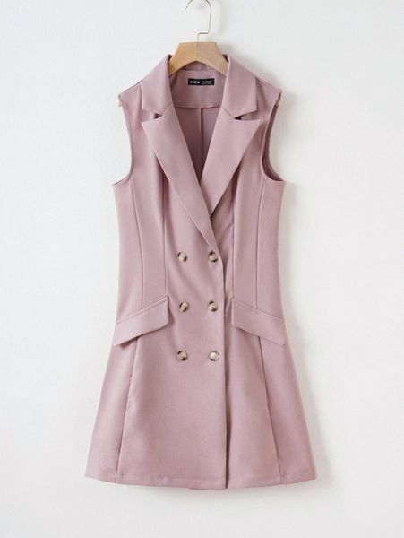 

double breasted flap detail vest blazer z1gk#, White