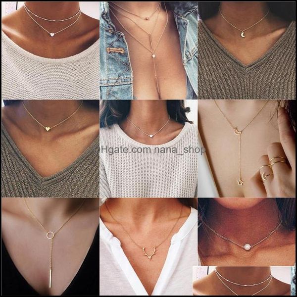 

pendant necklaces pendants jewelry mti layer tiny small heart moon choker necklace for women gold colo dhacj, Silver