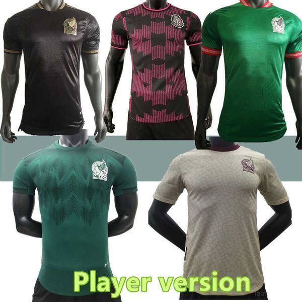 

2022 chicharito mexico soccer jerseys fans player version 22 23 camisetas special edition concacaf lozano dos santos guardado football shirt, Black;yellow