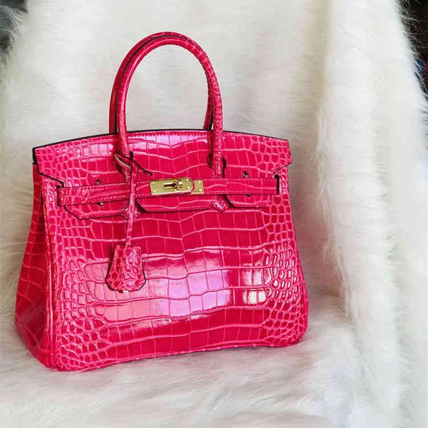 

designer luxury birkinss handbags same bag high-grade net red big brand crocodile leather platinum european americ tt