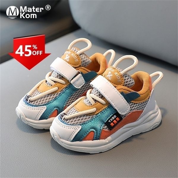 

size 2130 baby sport shoes for boys girls breathable mesh sneakers kids nonslip children casual tenis 212 y 220711, Black;red