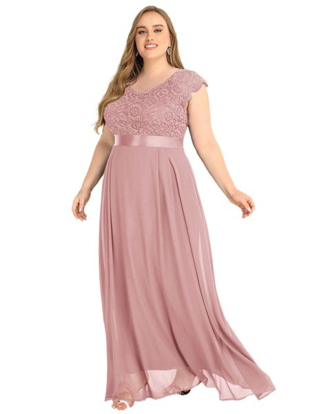 

miusol plus contrast lace prom dress 22rc#, Black