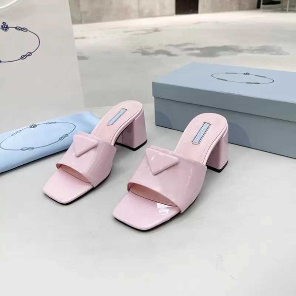 

brushed leather slide slippers designer middle heel wedge women's summer sandals fashion luxury leisure resort beach, Black