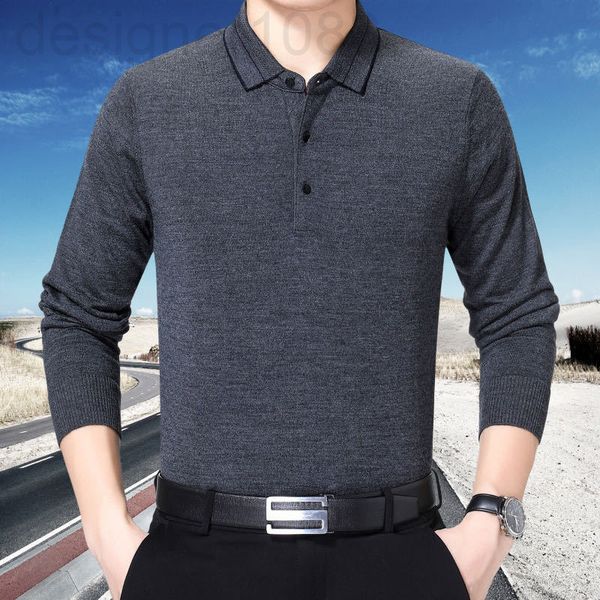 

men's t-shirts designer qiyuan 2022 spring new men's middle-aged and elderly dad business casual loose solid color bottomed knitte, White;black