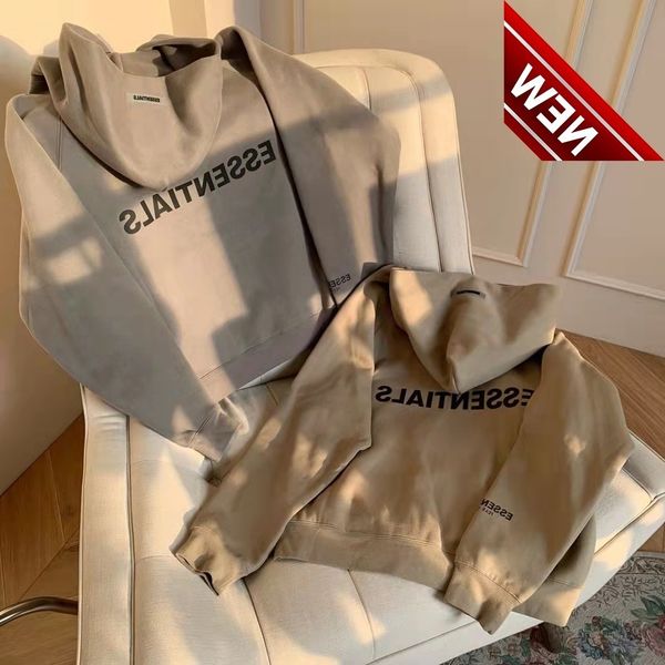 

fog double thread essentials autumn and winter zipper hooded plush coat leisure long sleeve couple wear, Black