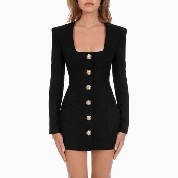 

casual dresses spring and autumn fashion solid color square collar single breasted long sleeve zipper short women's dress, Black;gray