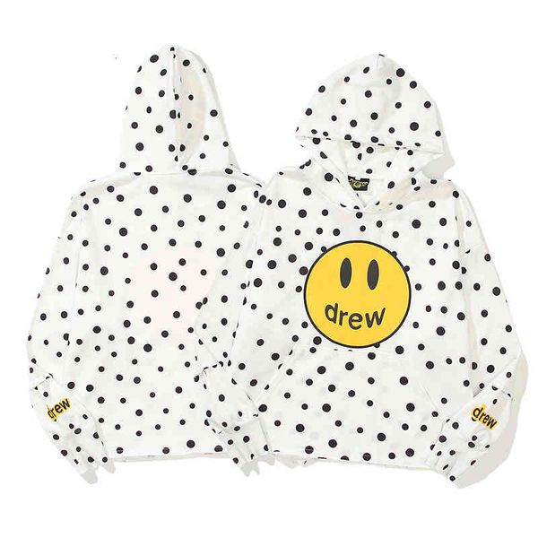 

men's hoodies sweatshirts early autumn fashion brand smiley face full body spot hooded sweater for men and women, Black