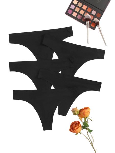 

5pack plus solid simple panty 132v#, Black;white