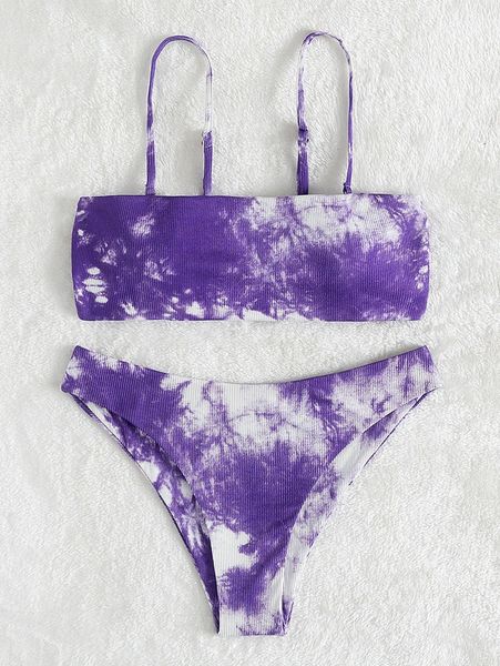 

tie dye rib bikini swimsuit p8qs#, White;black
