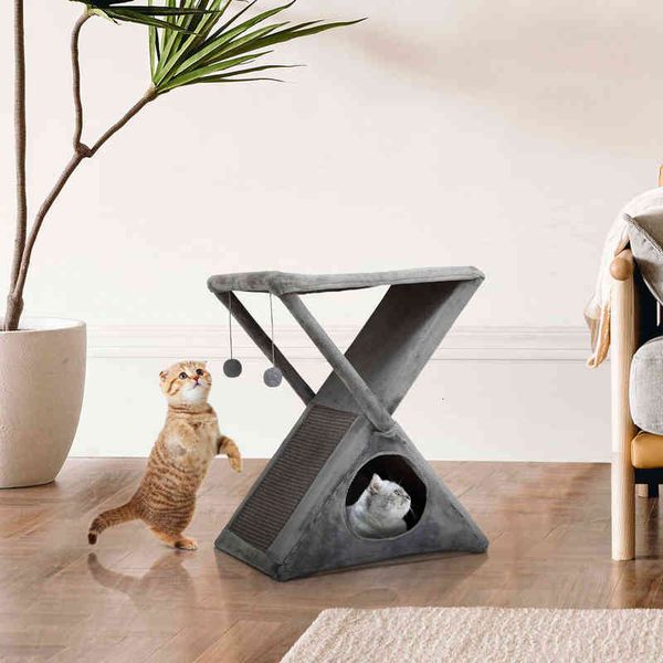 

cat tree 32 inches cactus cat tower with sisal covered scratching post, cozy condo, plush perches and fluffy balls for indoor cats green