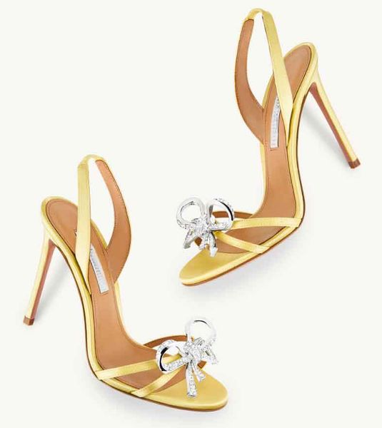 Sexy Designer-Sommerschuhe Babe Crystal Bows Verzierte Sandalen Schuhe Damen Stiletto-Absatz Sexy Lady Fashion High Heels Brautabend Hochzeit EU35-43 BOX