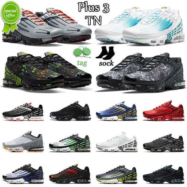 

2022 tn plus 3 running shoes tns men triple white black iridescent ghost green aqua graphic prints laser blue multi-symbol mens women traine