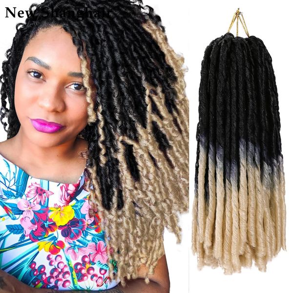 

straight goddess locs 14" synthetic faux crochet braid hair extension 30 stands/pack natural soft dreadlocks hair extensions bs07, Black