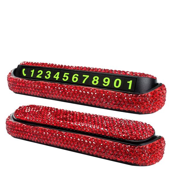 

1 pcs luxury car phone number parking card dashboard decoration with crystal diamond diy accessories interior accessories