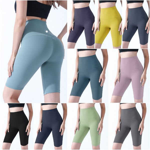 

ll-kz006 women's yoga outfits running shorts summer skinny short pants slim tights excerise sport gym middle pant elastic waist fifth p