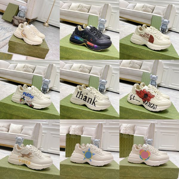 

designer casual shoes vintage rhyton sneakers beige men women multicolor platform daddy sneaker chaussures ladies luxurys runner trainers hi