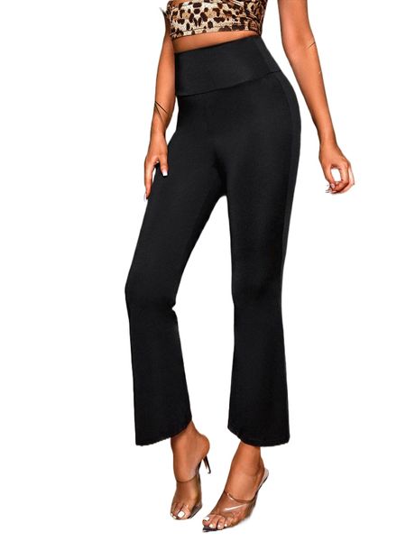 

sxy solid wide band waist flare leg pants d9wn#, Black;white