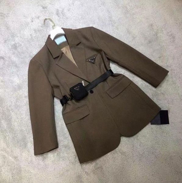 

22ss women jacket casual blazers style with belt corset lady slim fashion jackets pocket outwear warm coats a7he#, Black;brown