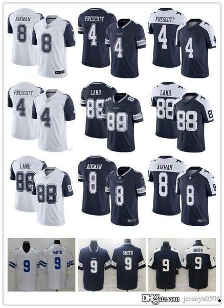 

men women youth dallas''cowboys''jersey 4 dak prescott 9 jaylon smith 8 troy aikman 88 ceedee lamb football jerseys navy, Black;red