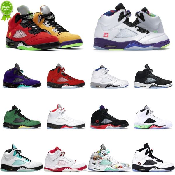 

boots 5s new men basketball shoes raging red 5 stealth 2.0 what the jumpman white cement, Black