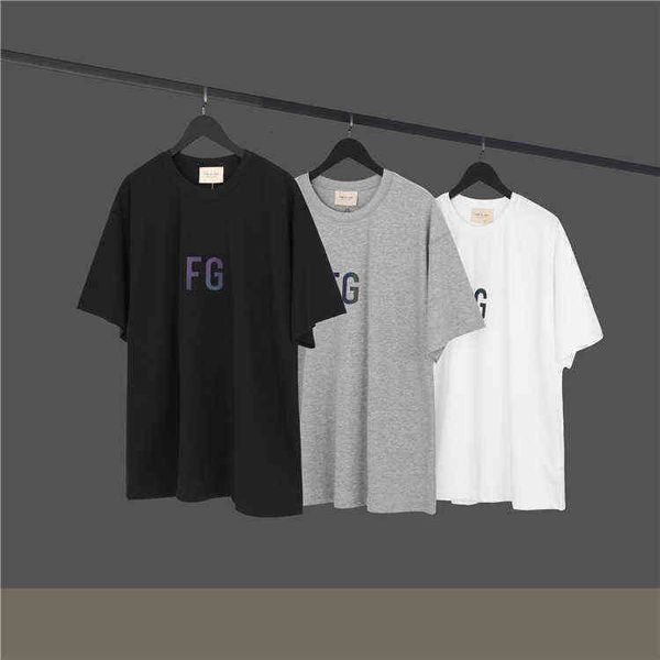 

spring summer men's women's t shirts casual pure cotton minimalist designer fog 3m reflective laser dazzling letters men's an, White;black