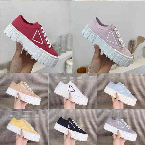 

double wheel casual shoes women nylon designer shoe gabardine classic canvas sneakers fashion platform heighten trainers designers sneaker p, Black