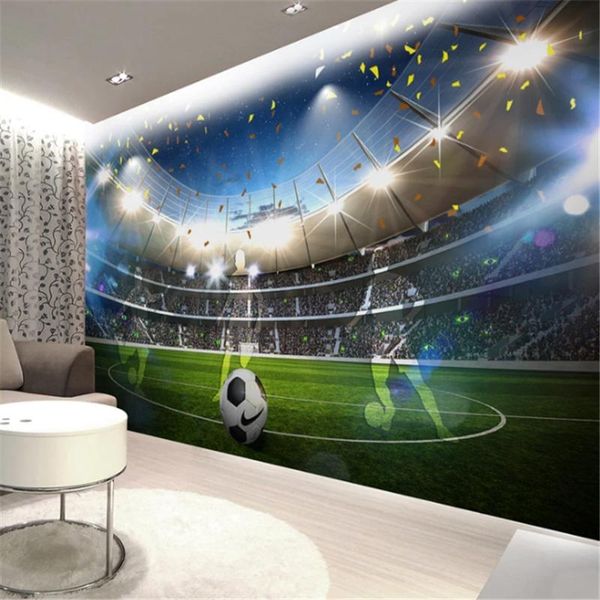 Sfondi Carta da parati personalizzata Grande 3d Enorme campo da calcio Murale Soggiorno Camera da letto TV Sfondo Muro Luogo sportivo Pittura decorativaWallpa