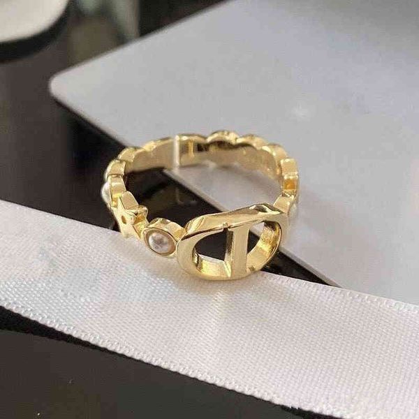 

2022 fashion five pointed star pearl letter ring net red same ring female, Silver