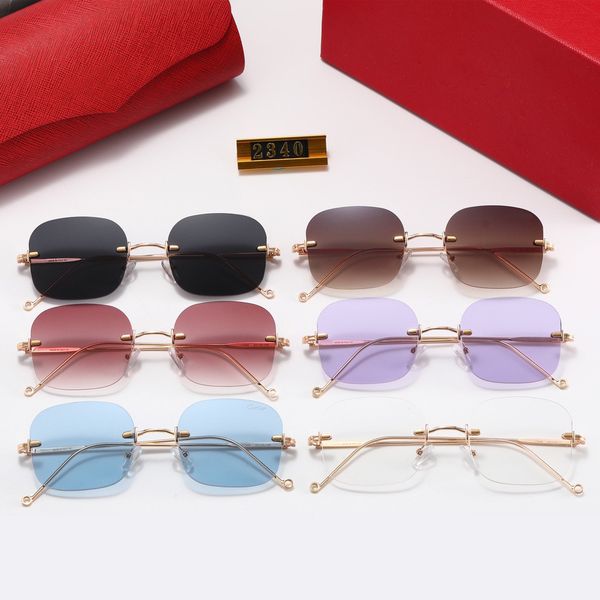 Herrenbrille Designer-Sonnenbrille Frau Polarisierte Sonnenbrille Runder Kreis Randlos Panther Metall Mode Luxusmarke Carti Brille Fahren Strandbrille Lunette