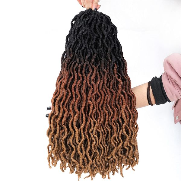 

18" wavy gypsy locs crochet hair faux locs hair dreadlocs synthetic braiding hair extensions ls18, Black