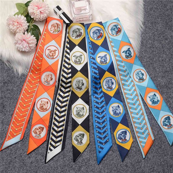 

brand real 100% summer luxury natural mulberry silk design dog women scarf foulard hair & bag scarves neckerchief, Blue;gray