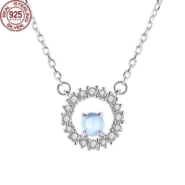 

s925 silver jewelry simple necklace women's fashion design versatile micro inla