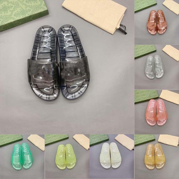

2022 designer luxury women men slippers transparent jelly couple slipper summer sandals fashion comfortable shoes size 35-46, Black