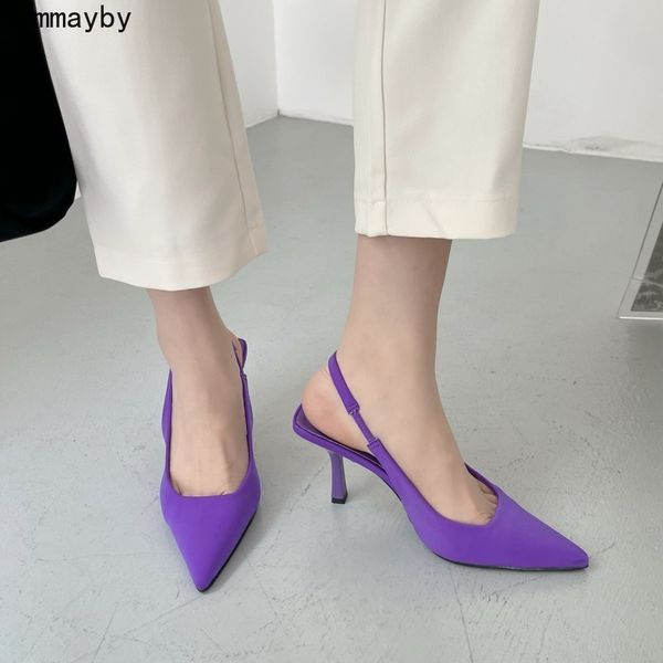 

women singbacks sandals female high heel ladies pointed toe shoes woman summer fashion elastic band sandalias, Black