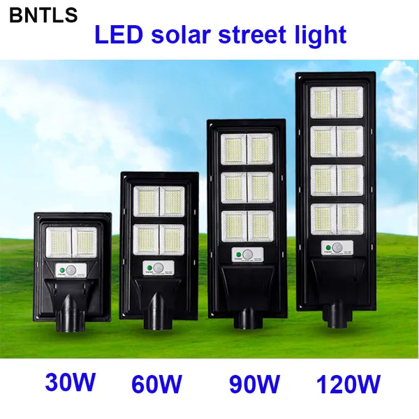 30W 60W 90W 120W Lanterne portatili Lampione solare a LED integrato Controllo della luce del pannello solare + Lampada solare a induzione del corpo umano