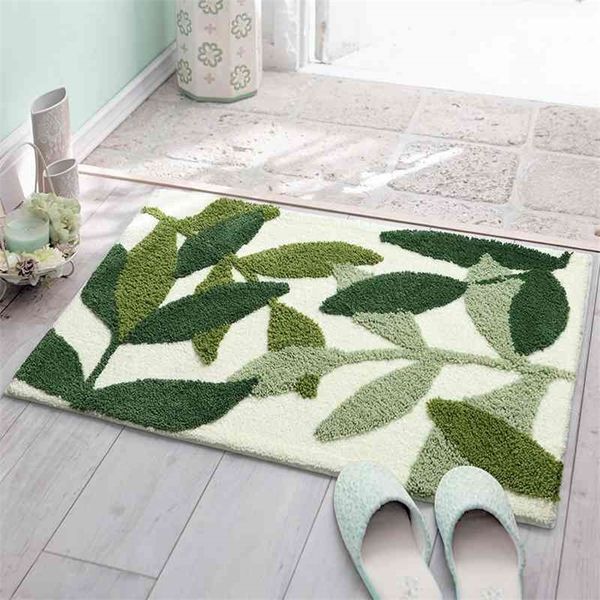 3D Plant Design Flocking Want Mat 1pcs Apressent Carpet Carpet Bath Saths Home Dardway коврик для туалета коврик кухонные ковры 210401