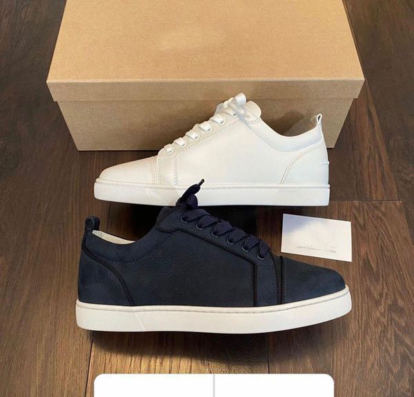 

men women casual shoes red bottoms junior low sneakers genuine leather luxury designer outdoor walking trainers with box, Black