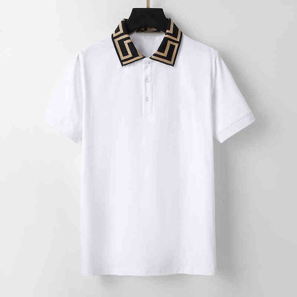 

men's polos lapel short sleeve men's summer fashion simple t-shirt high-grade embroidered cotton breathable sweat absorbing leisur, White;black